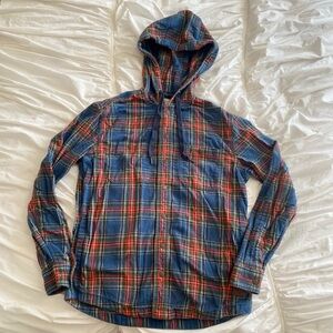 L.L. Bean Scotch Plaid Flannel Hoodie Shirt